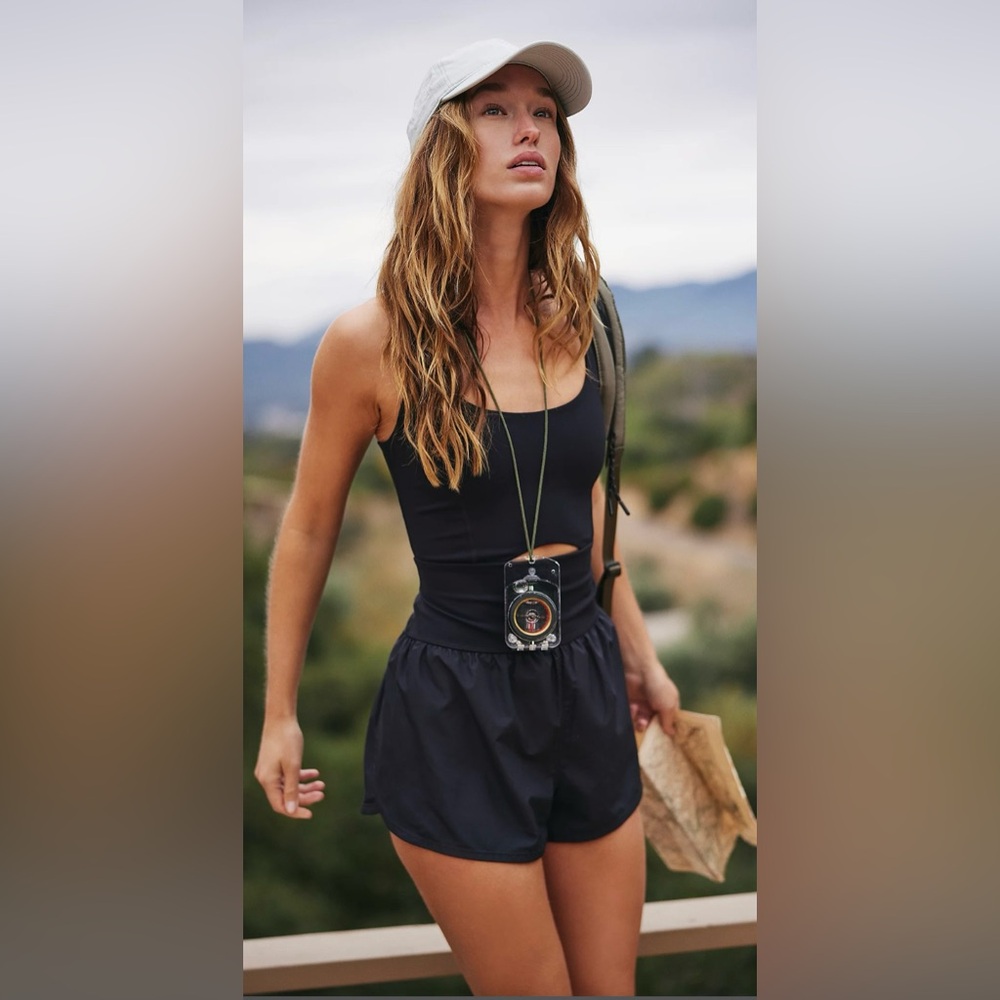 Free People Righteous Runsie Black Athletic Romper